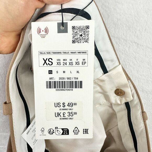 Zara Buttoned Wide Leg Pants Size XS NWT High Waist Camel Tan - Picture 7 of 7